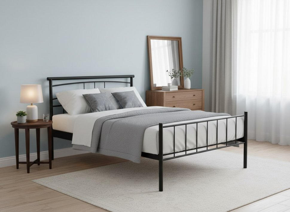 Кровать двойная Токио 42.25 Металл черный