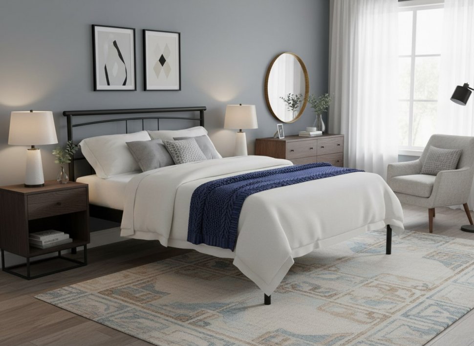 Кровать двойная Токио 42.25 Металл черный