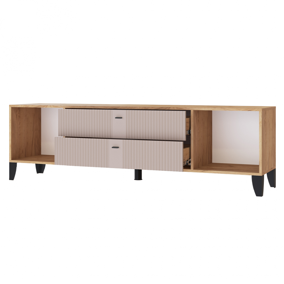 Тумба под телевизор Парус-10, Дуб крафт золотой, Карбон латте