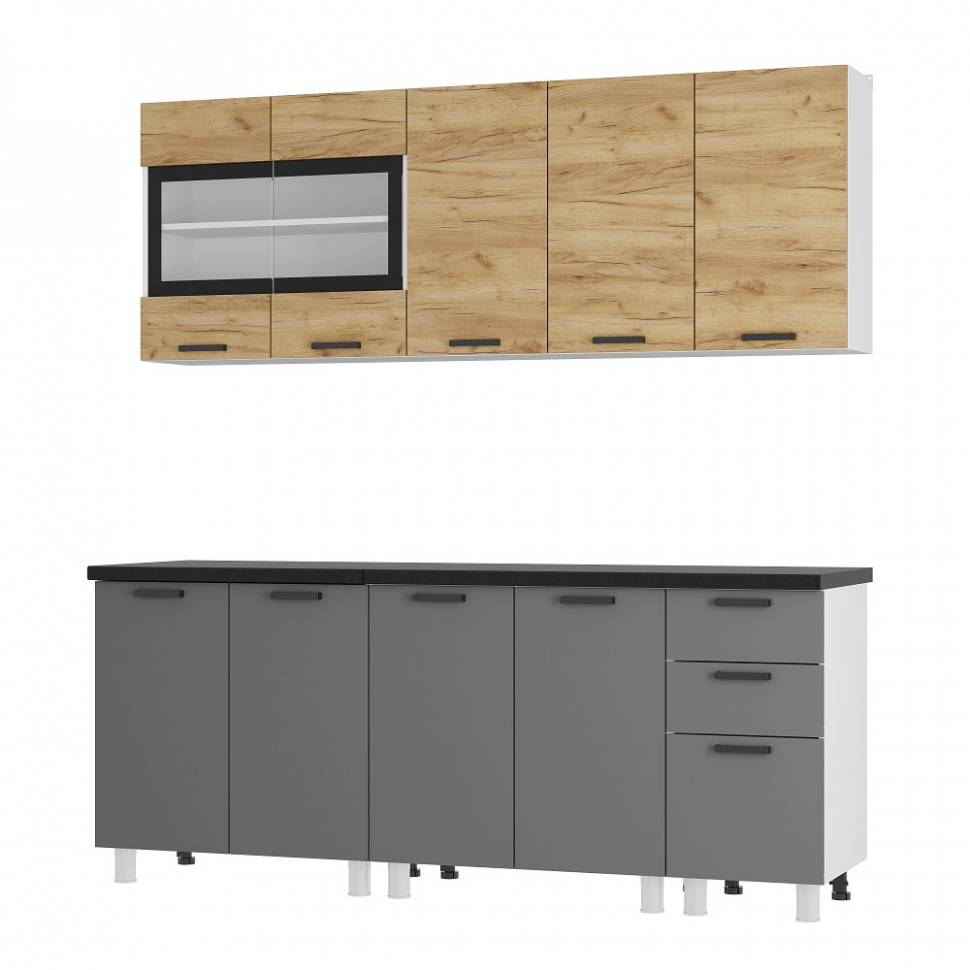 Кухня Крафт 2,0 м, графит