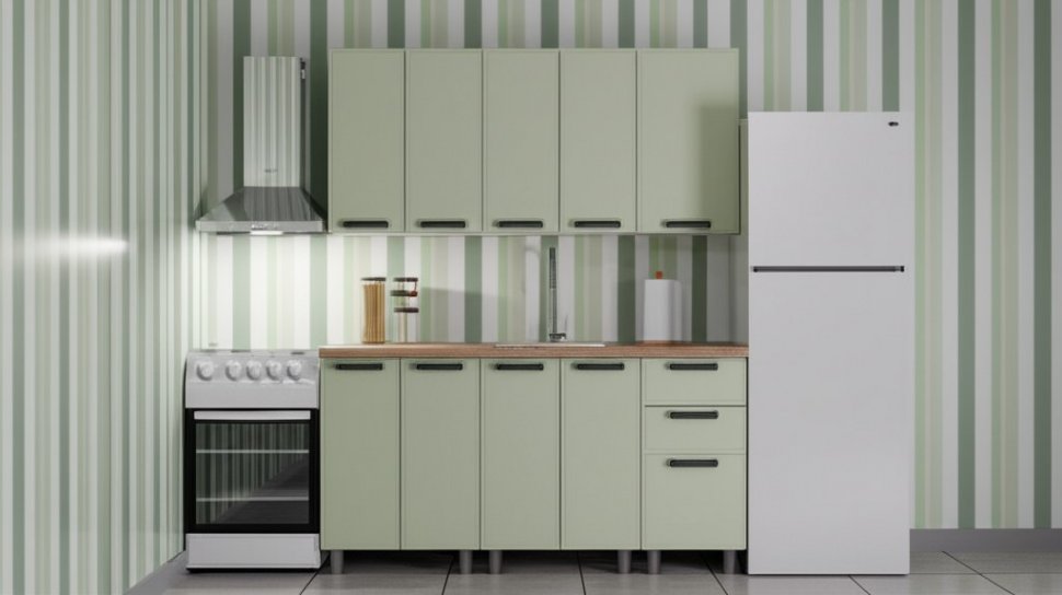 Кухня Аленушка 1,6 м Магнолия Фисташка/Фисташка,скоба черный,сонома