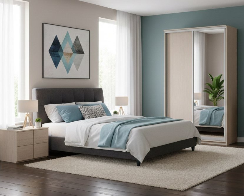 Шкаф купе Модерн 1190х450 2-х дверный 2-х секционный зеркало ясень