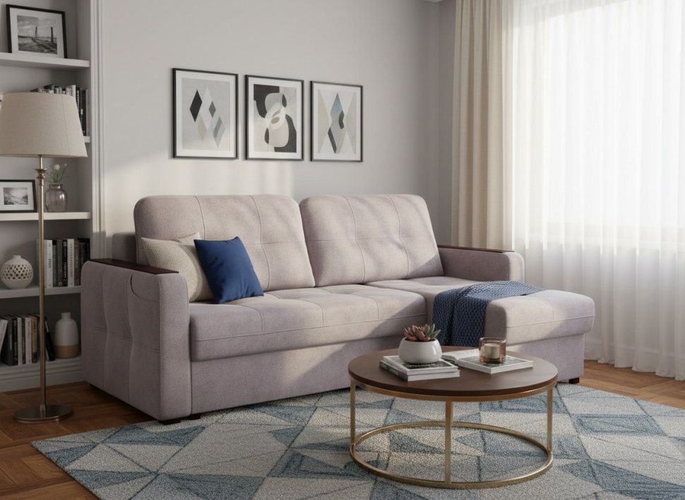 Диван угловой Smart 3 2Т-1Пф Велюр Кашемир 890