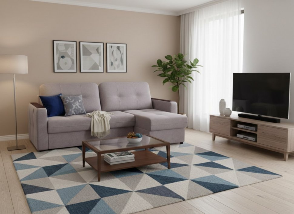 Диван угловой Smart 3 2Т-1Пф Велюр Кашемир 890