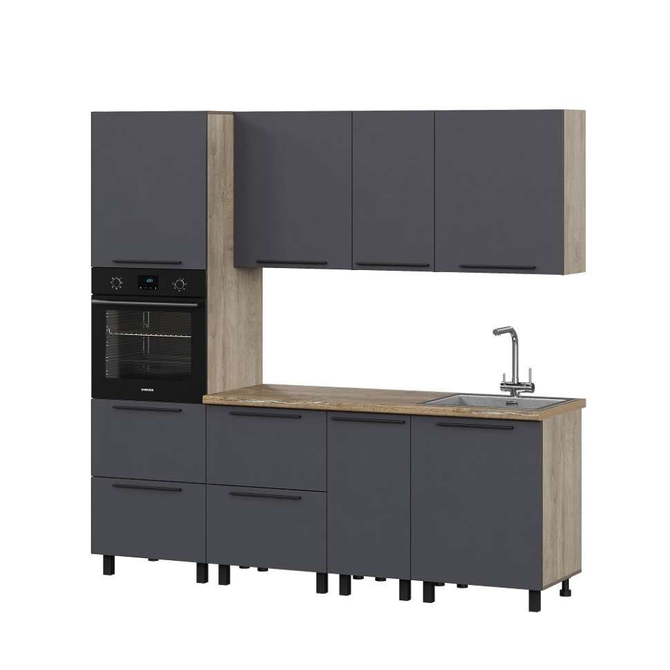 Шкаф-пенал под духовку 60 см Этна 6п2я (Софт Графит)