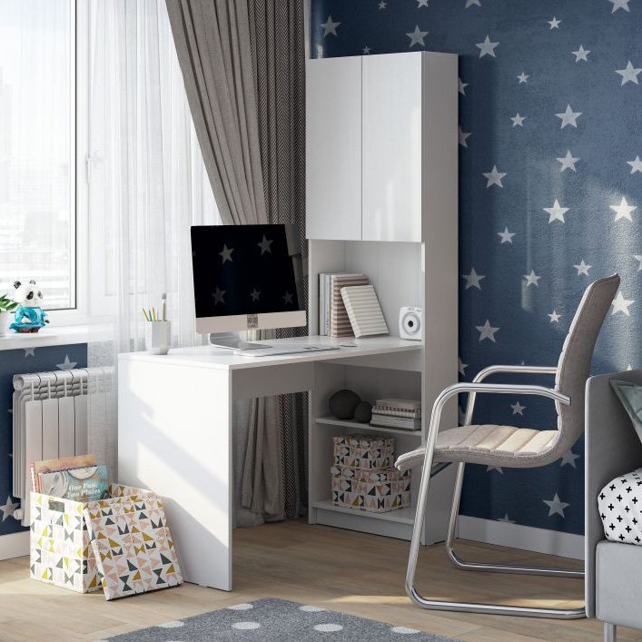 Стол письменный Майнд-01 (Интерьер Центр) Белое дерево