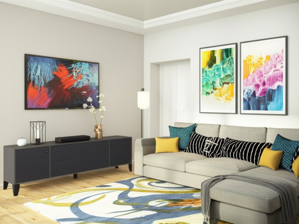 Тумба под телевизор Парус-10, Графит, Гранит лофт