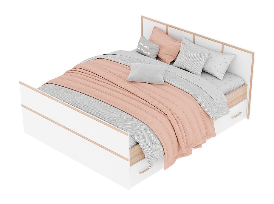 Кровать 140х200 с ящиками Сакура (БТС) с реечным настилом