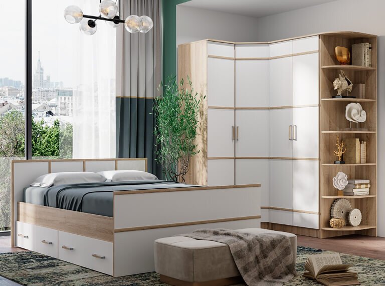 Кровать 140х200 с ящиками Сакура (БТС) с реечным настилом