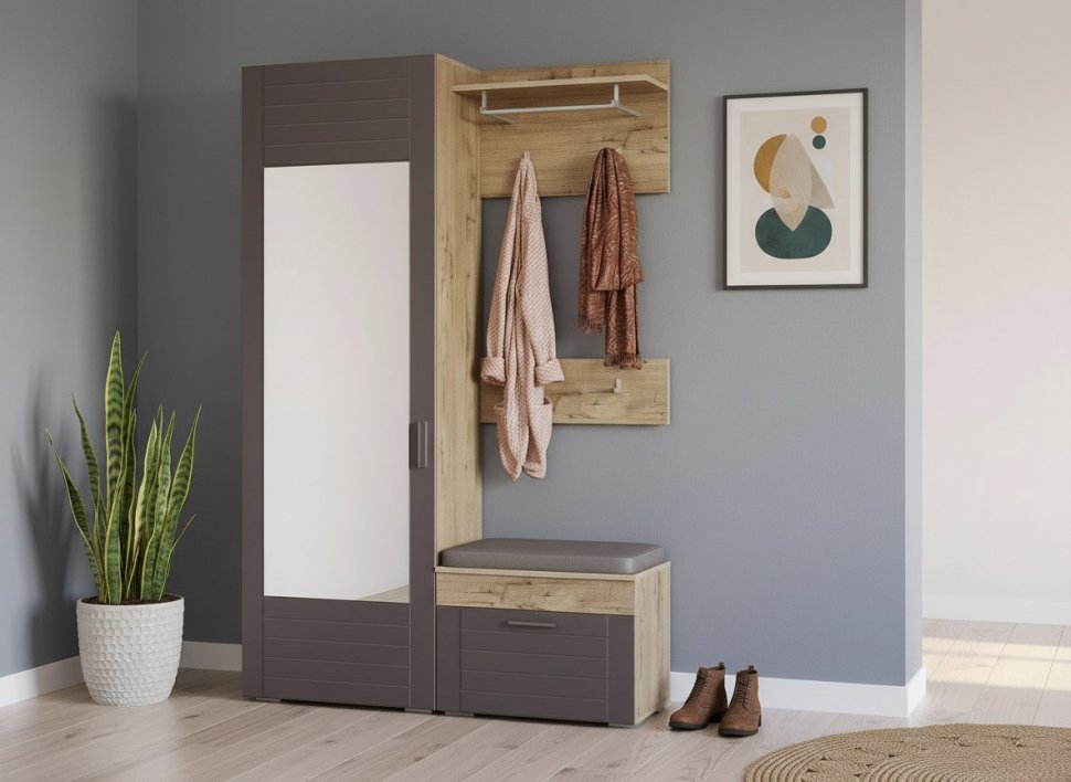 Прихожая Livorno 3 дуб бунратти / софт графит