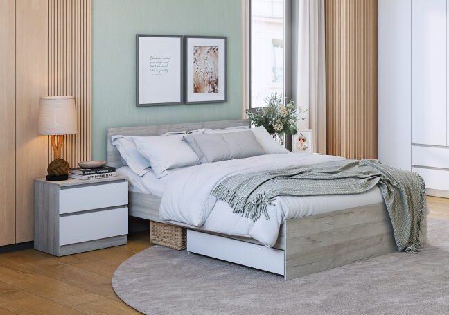 Кровать 160х200 Лори с ящиками (MLK) Дуб серый