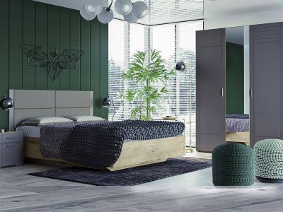 Спальня Livorno 2 дуб бунратти / софт графит