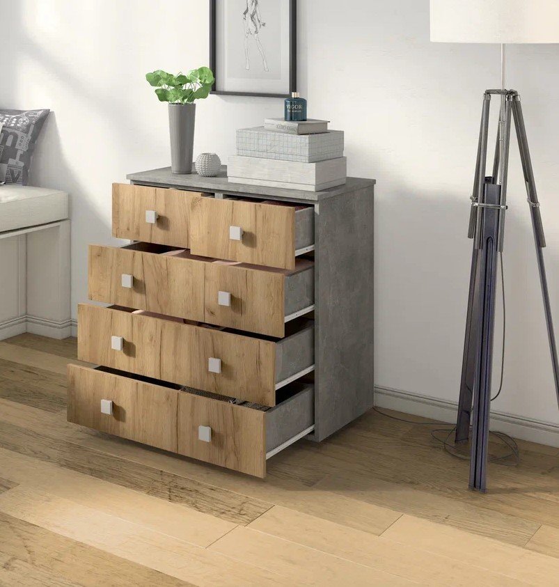 Комод Лофт-5 Бетон ателье / Дуб Крафт
