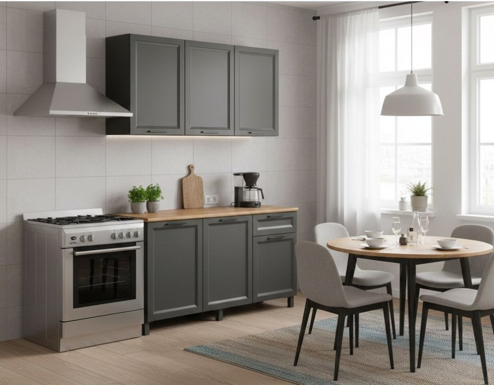 Кухня Римини 1500 диамант серый