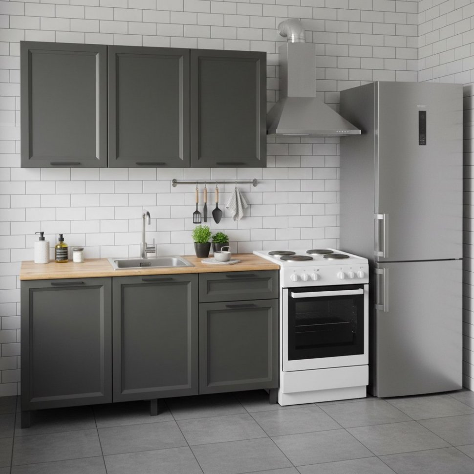 Кухня Римини 1500 диамант серый