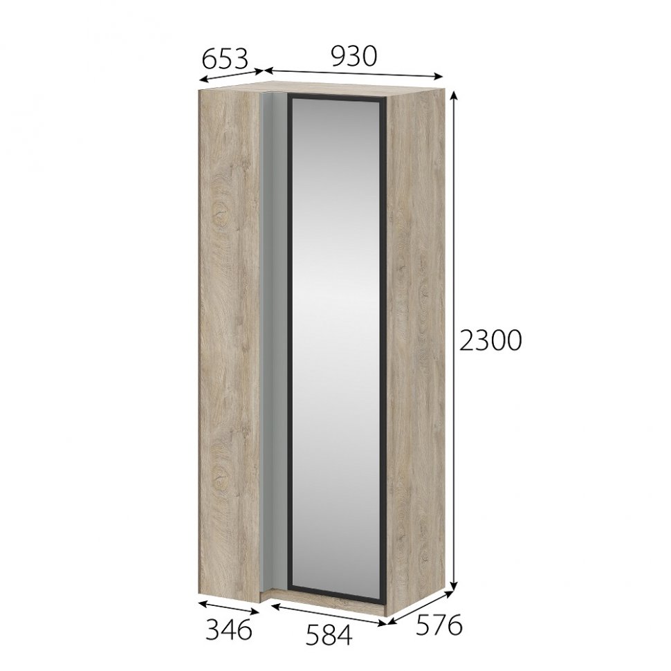 Шкаф угловой Этна с зеркалом (Софт Грей)