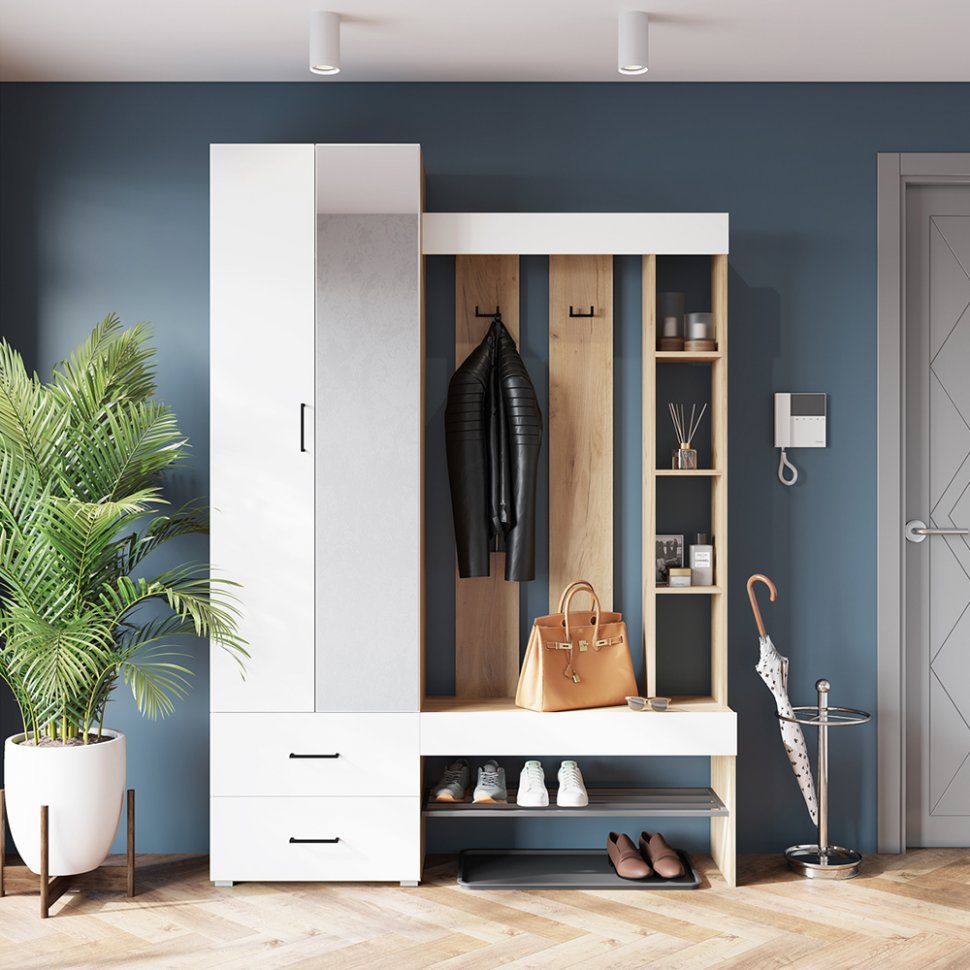 Прихожая Домино (Крафт / Белый)