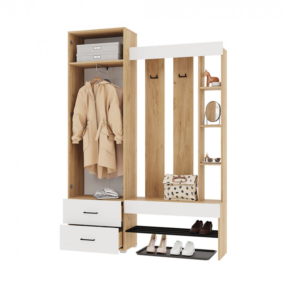 Прихожая Домино (Крафт / Белый)