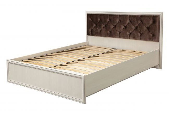 Кровать двуспальная 06.121-01 Габриэлла (1400) с ортопедическим основанием вудлайн кремовый/сандал белый