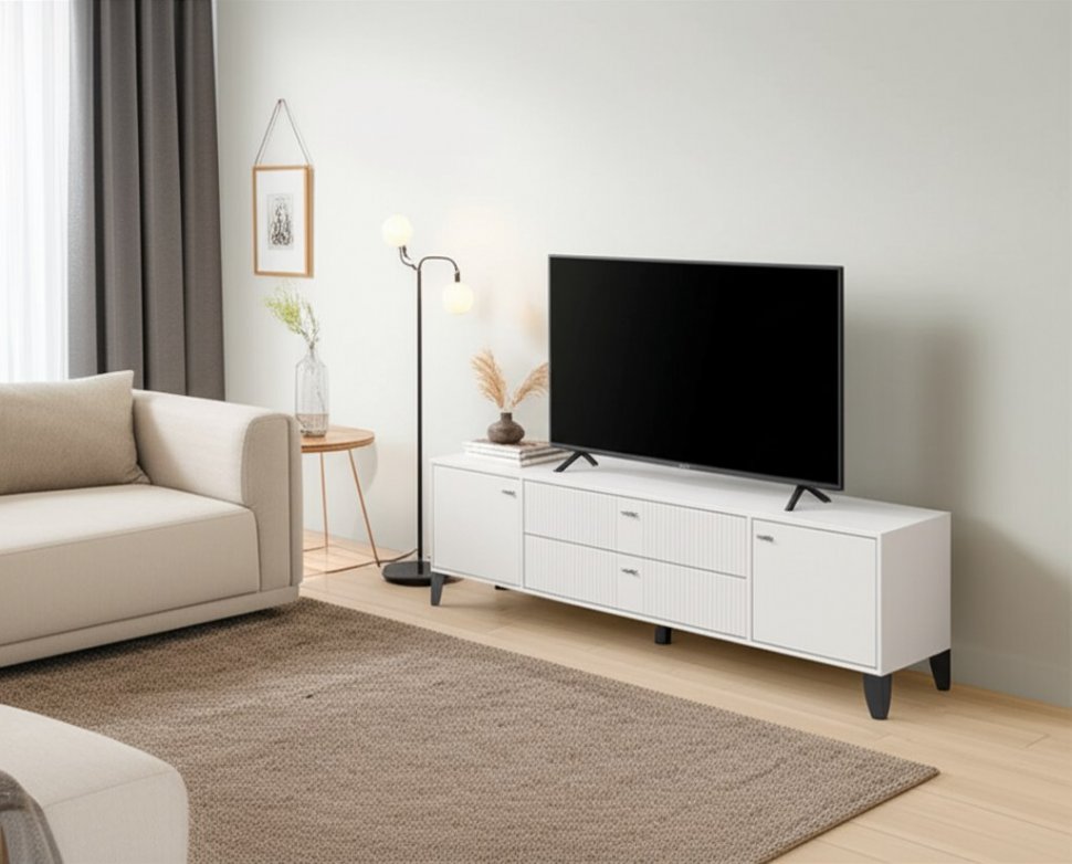 Тумба под телевизор Парус-10, Белый, Белый снег