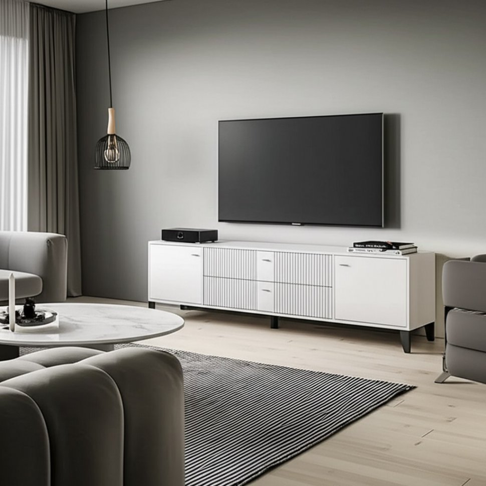 Тумба под телевизор Парус-10, Белый, Белый снег