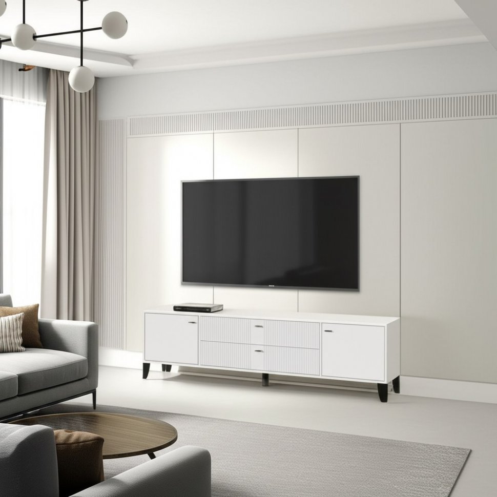 Тумба под телевизор Парус-10, Белый, Белый снег