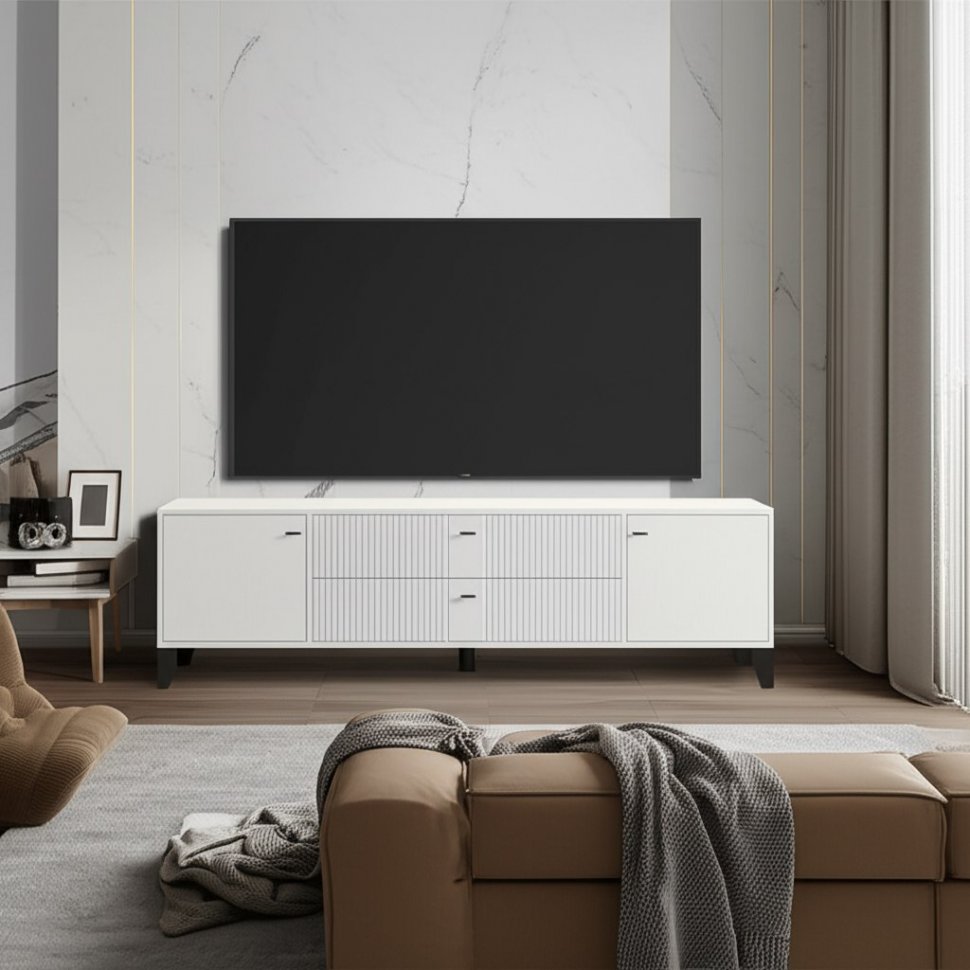 Тумба под телевизор Парус-10, Белый, Белый снег