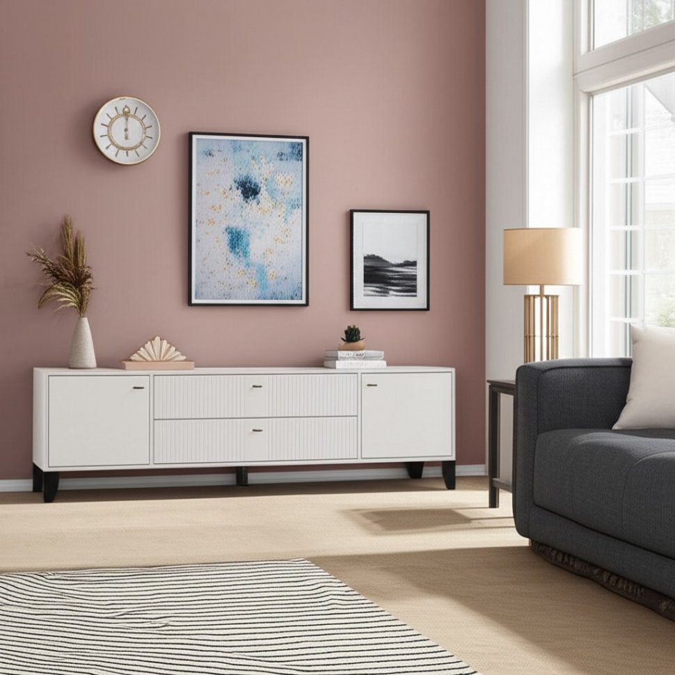 Тумба под телевизор Парус-10, Белый, Белый снег