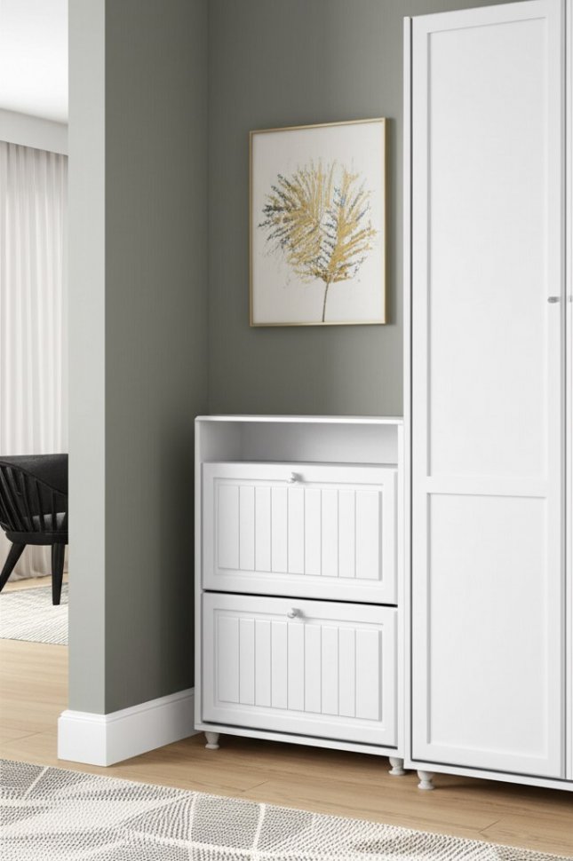 Тумба под обувь 2-х секционная Монако МН-23 белое дерево