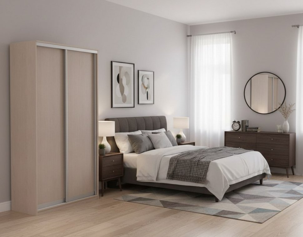 Шкаф купе Модерн 1190х450 2-х дверный 2-х секционный глухой ясень