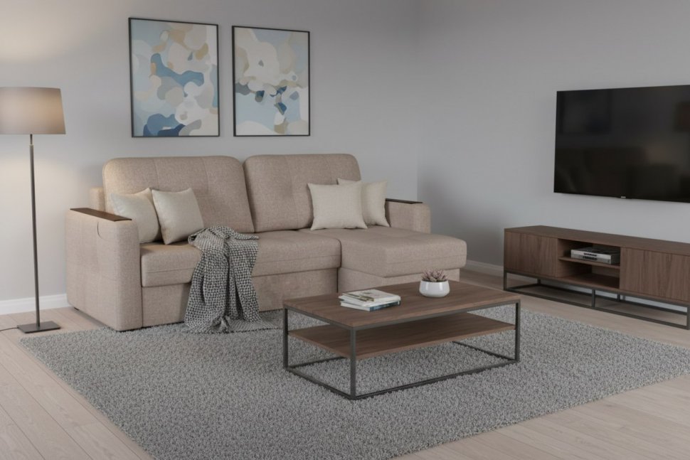 Диван угловой Smart 3 2Т-1Пф Рогожка Sherlock 932