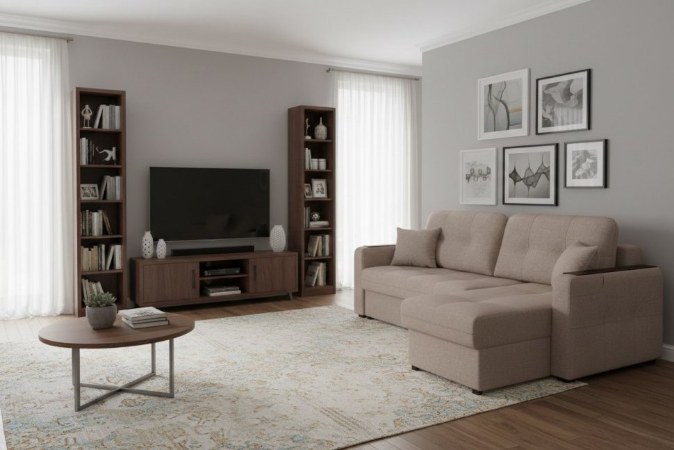 Диван угловой Smart 3 2Т-1Пф Рогожка Sherlock 932