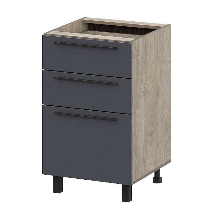 Шкаф кухонный напольный с ящиками 50 см Этна 5с3я (Софт Графит)