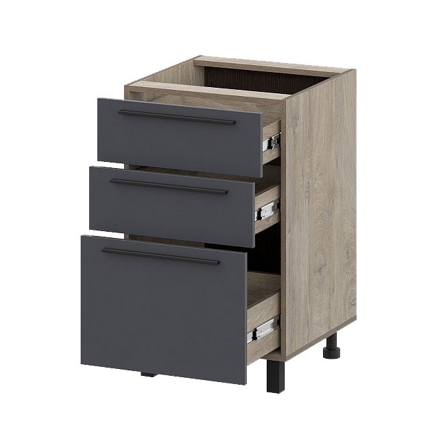 Шкаф кухонный напольный с ящиками 50 см Этна 5с3я (Софт Графит)