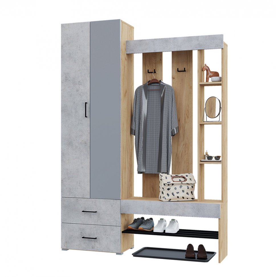 Прихожая Домино (Крафт / Бетон)