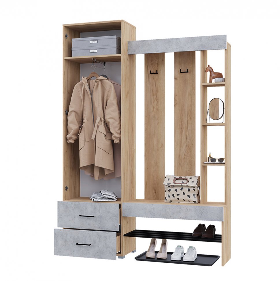 Прихожая Домино (Крафт / Бетон)