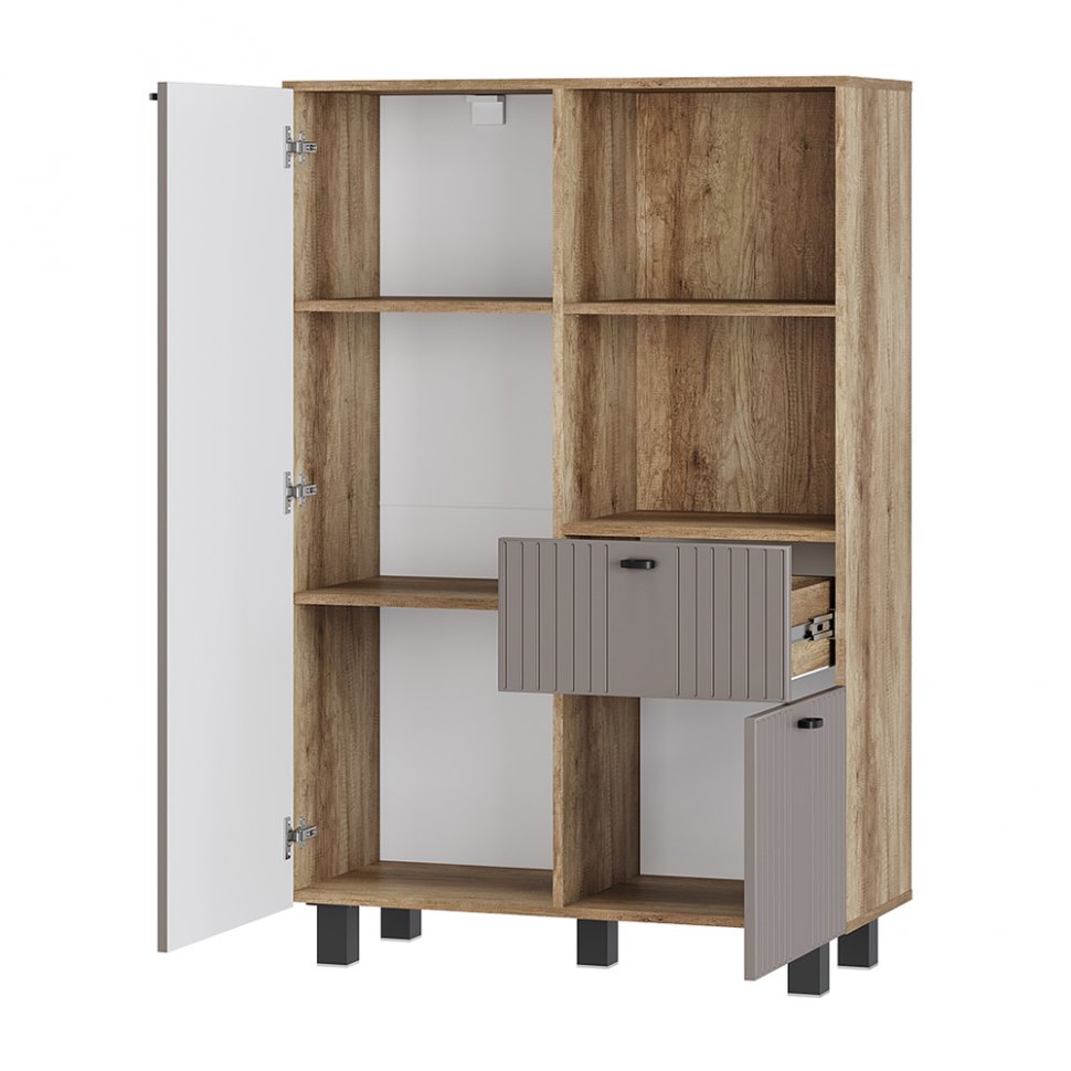 Комод с дверцами и ящиком Олива ШК-16 (БТС) Муссон софт / Дуб Каньон