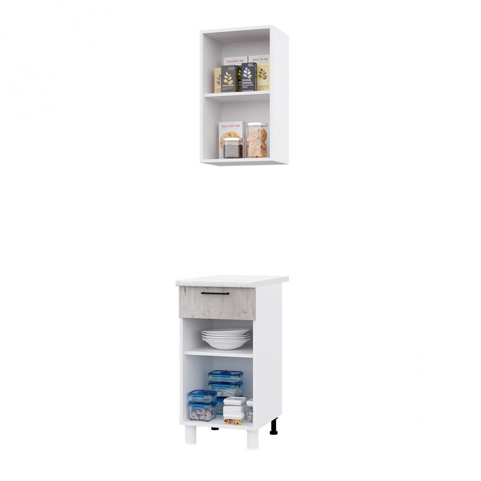 Кухня Тренд 400, Крафт белый, Крафт серый