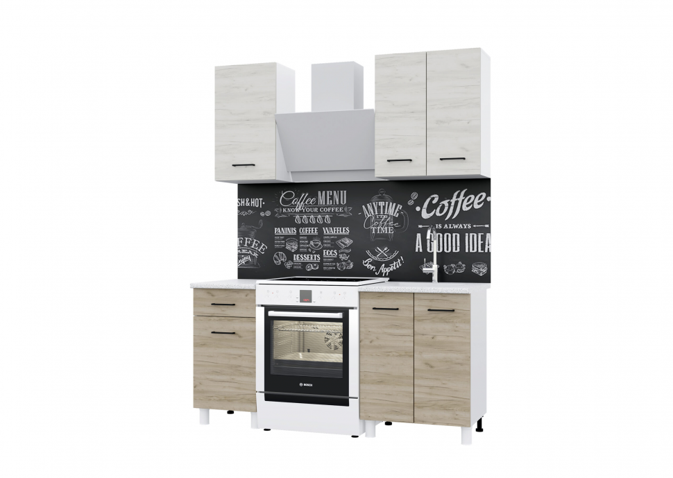 Кухня Тренд 400, Крафт белый, Крафт серый