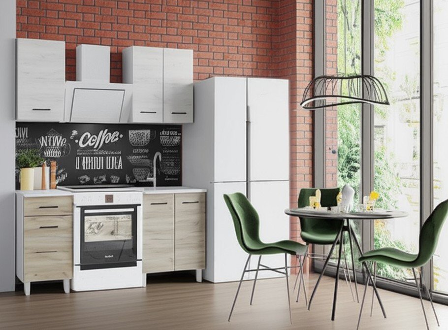 Кухня Тренд 400, Крафт белый, Крафт серый