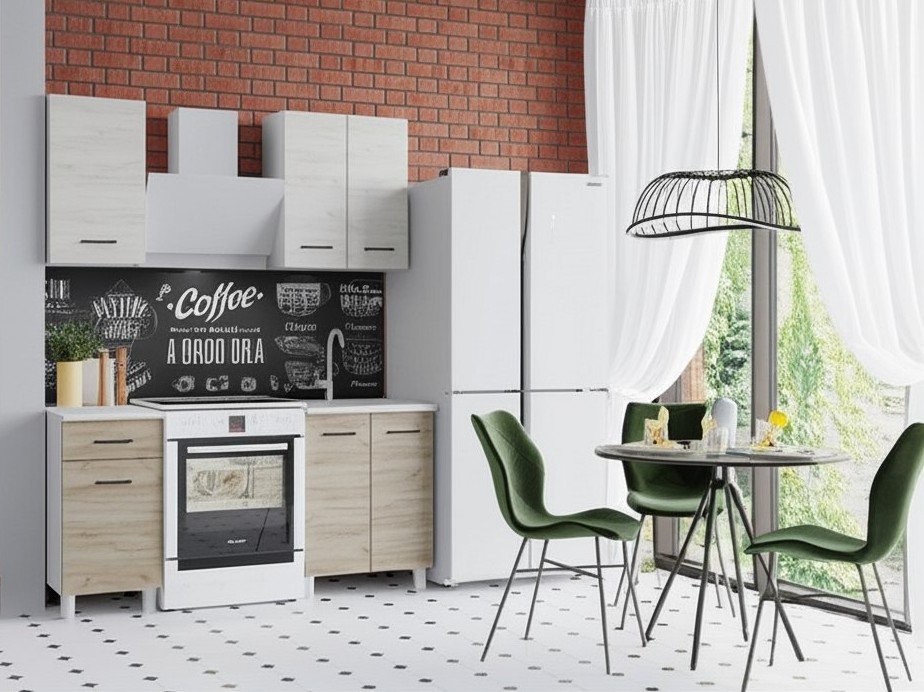 Кухня Тренд 400, Крафт белый, Крафт серый