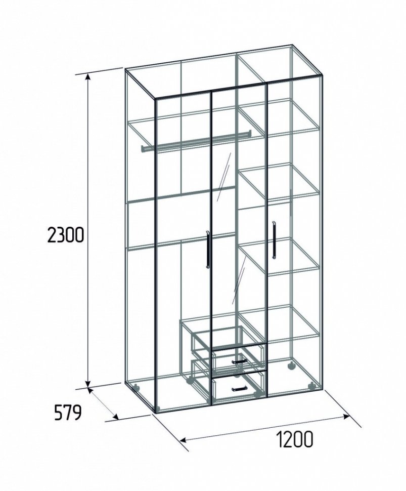 Шкаф для одежды и белья Монако 444 (Глазов) Белый