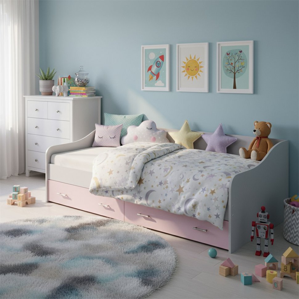 Кровать детская с ящиками FASHION, Белый