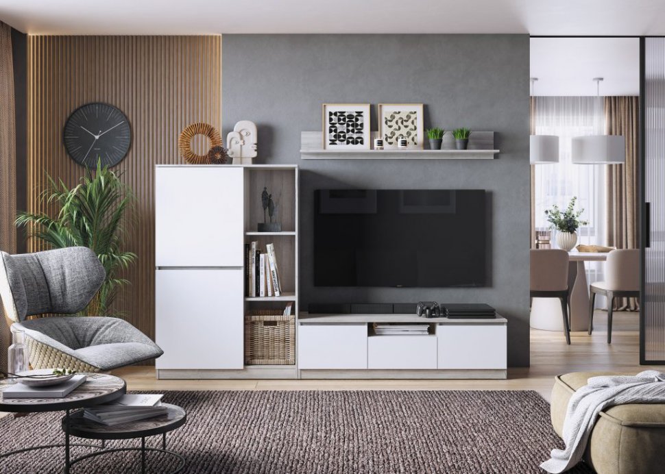 Гостиная Лори (MLK)  Дуб серый/Белый