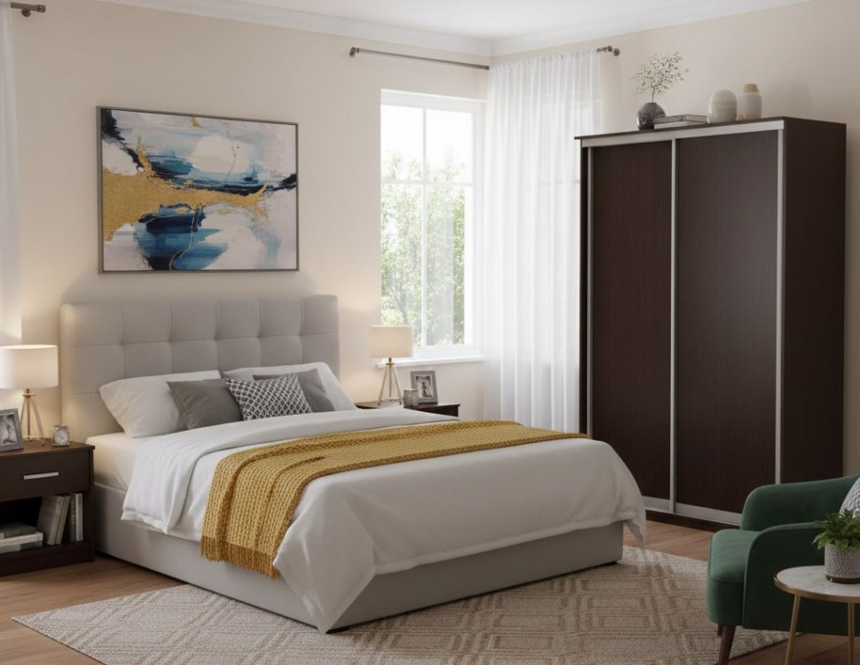 Шкаф купе Модерн 1190х450 2-х дверный 2-х секционный глухой венге