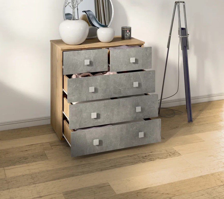 Комод Лофт-5 Дуб Крафт / Бетон ателье