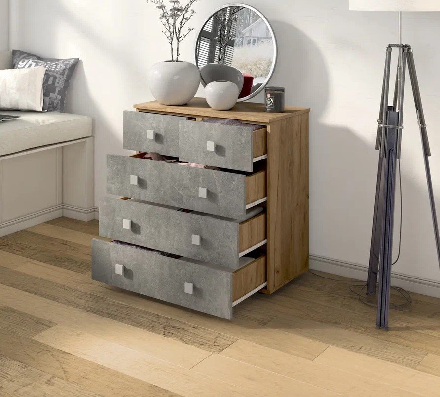 Комод Лофт-5 Дуб Крафт / Бетон ателье