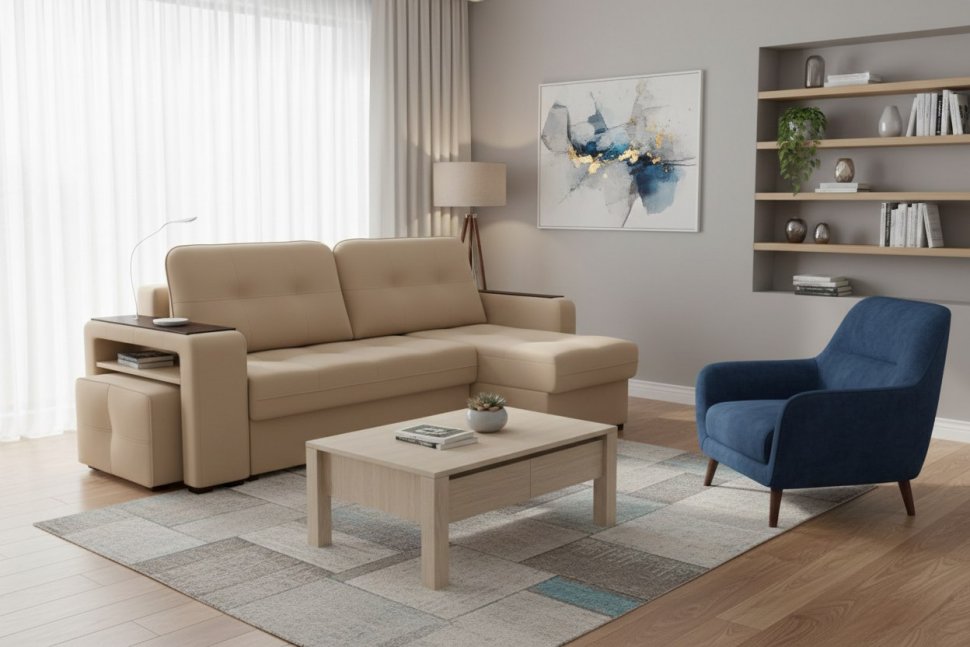 Диван угловой Smart 4 Б4-2Т-1Пф-Б3 Велюр Velutto 05