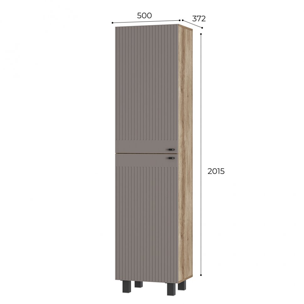 Шкаф-пенал Олива ПН-01 (БТС) Муссон софт / Дуб Каньон