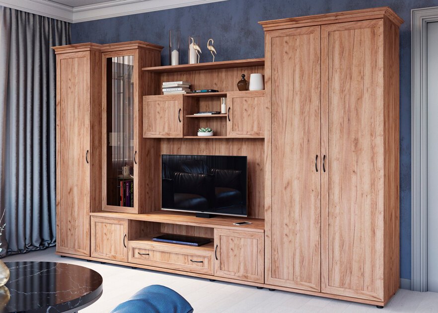 Шкаф для белья Ника-люкс 22 Ижмебель (Дуб табачный)